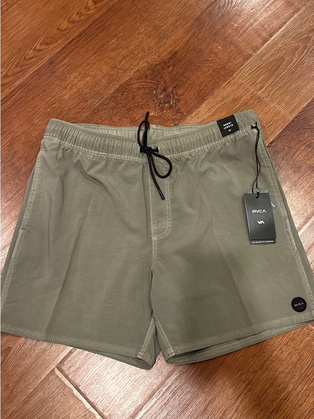 RVCA Men's Olive Swim Trunks with Black Drawstring new with tags M